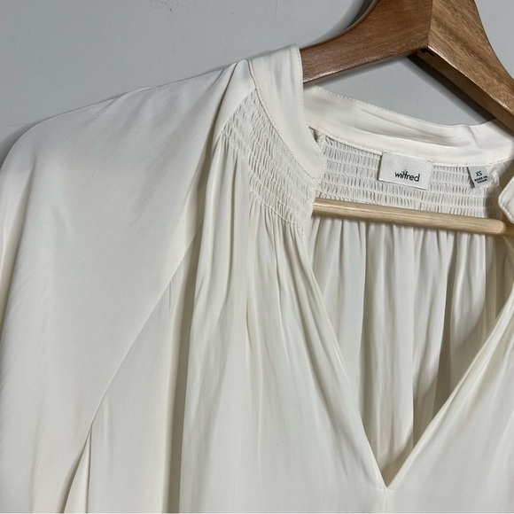 Aritzia Wilfred Womens Size XS Estienne Blouse Ivory Long Sleeve Top Shirt Smock - Picture 5 of 12